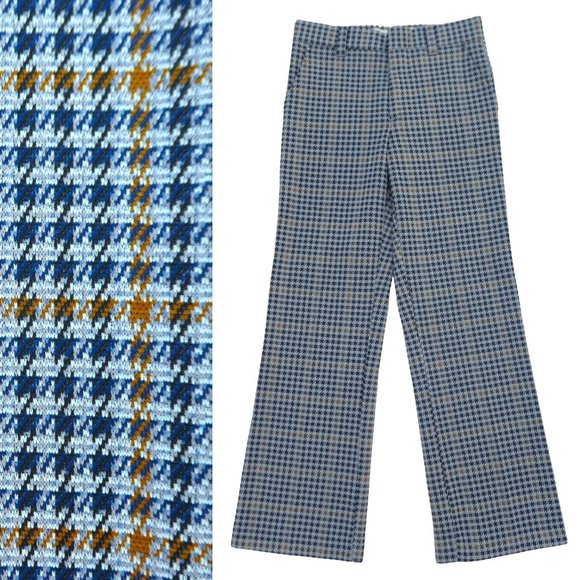Vintage Other - 30x31 Vintage Double Knit Houndstooth Plaid Trouser Pants Groovy Straight Leg